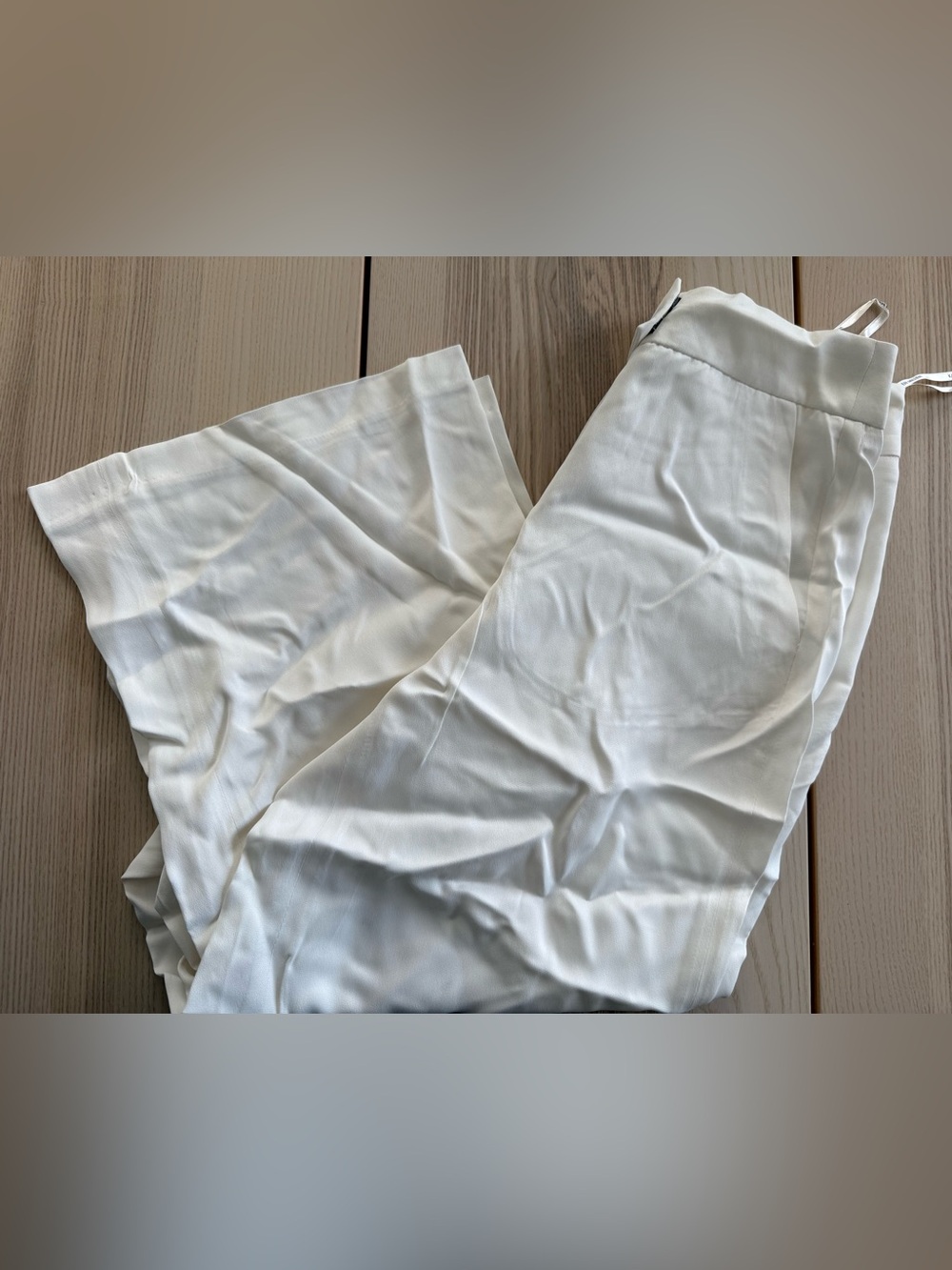 Karen Millen White Satin Wide Leg Trousers